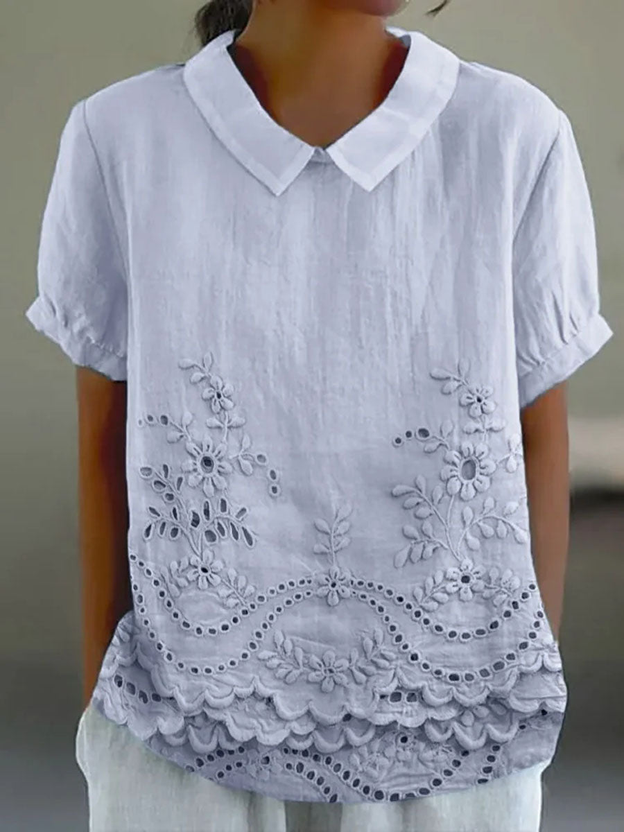Lily | Floral Besticktes Hemd