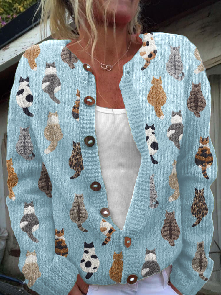 Charlotte™ | Gemütlicher Katzenprint-Cardigan