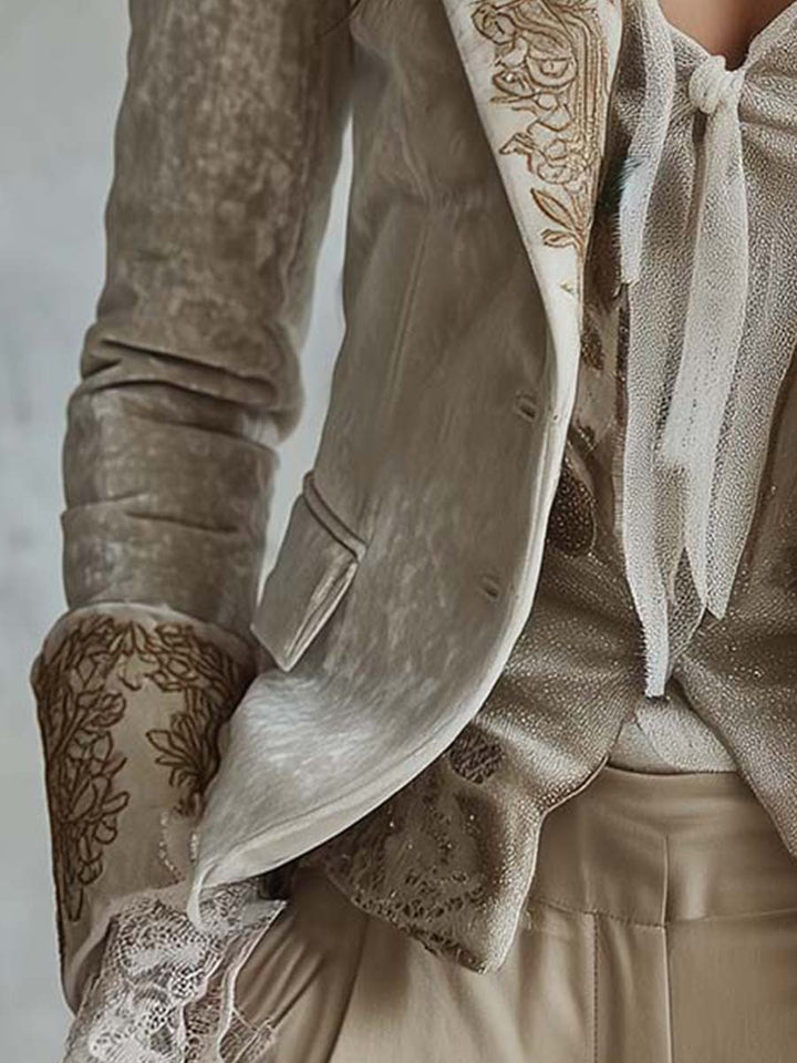 Mercedes - Bestickter Blazer in Elfenbein