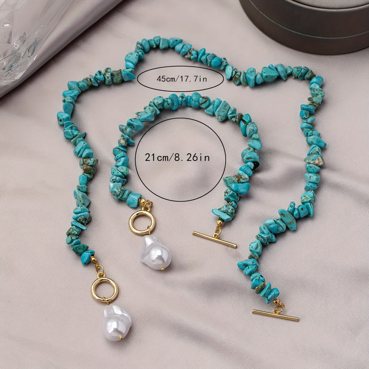 Set Collier und Armband Türkis und Perle