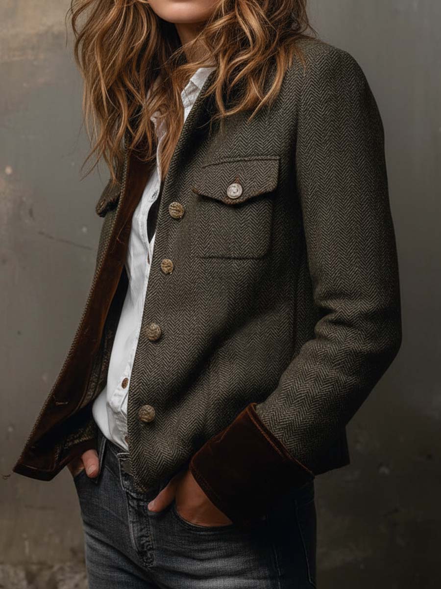 Dolores - Blazer aus Köper mit Kontrastbesatz