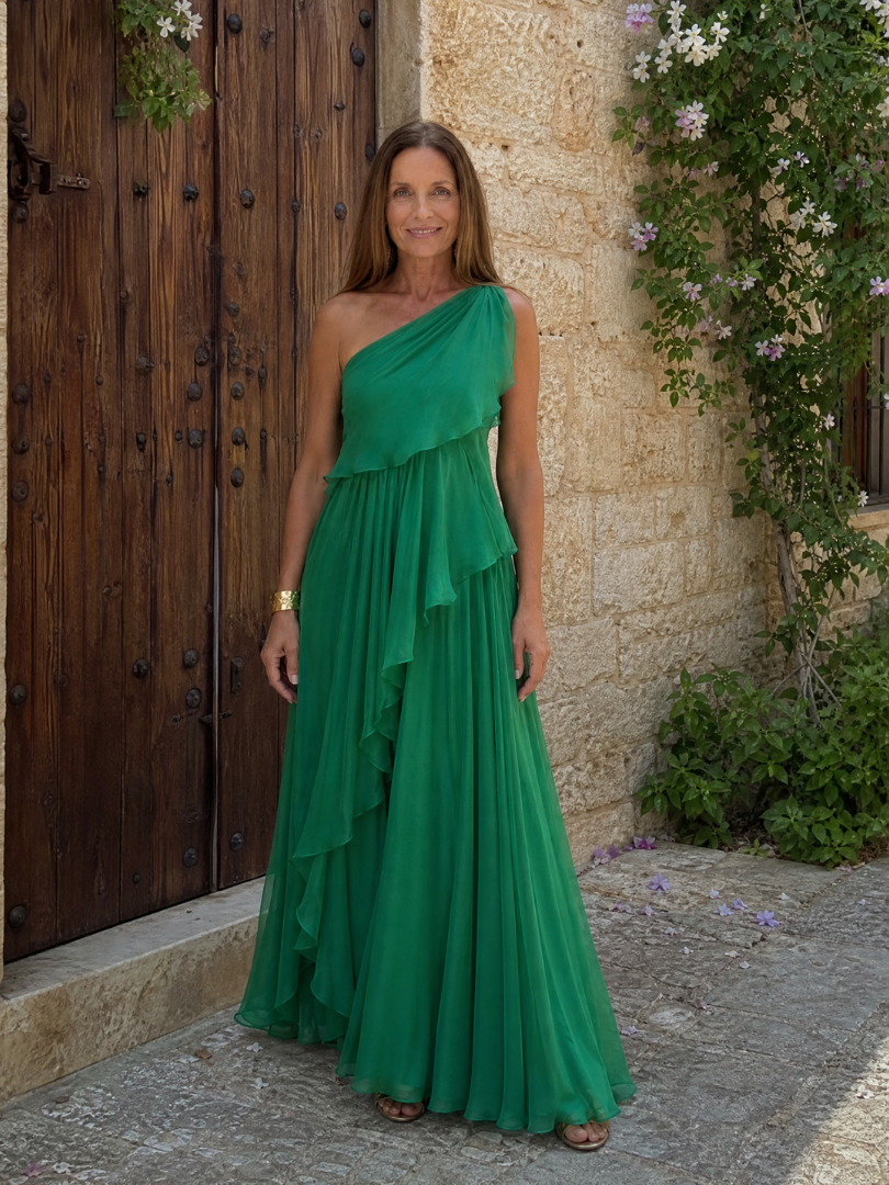 Eliana™ | Chiffon Maxikleid mit einem Schulterträger