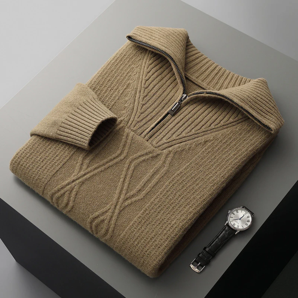 Taranto Pullover aus Merinowolle mit Reißverschluss