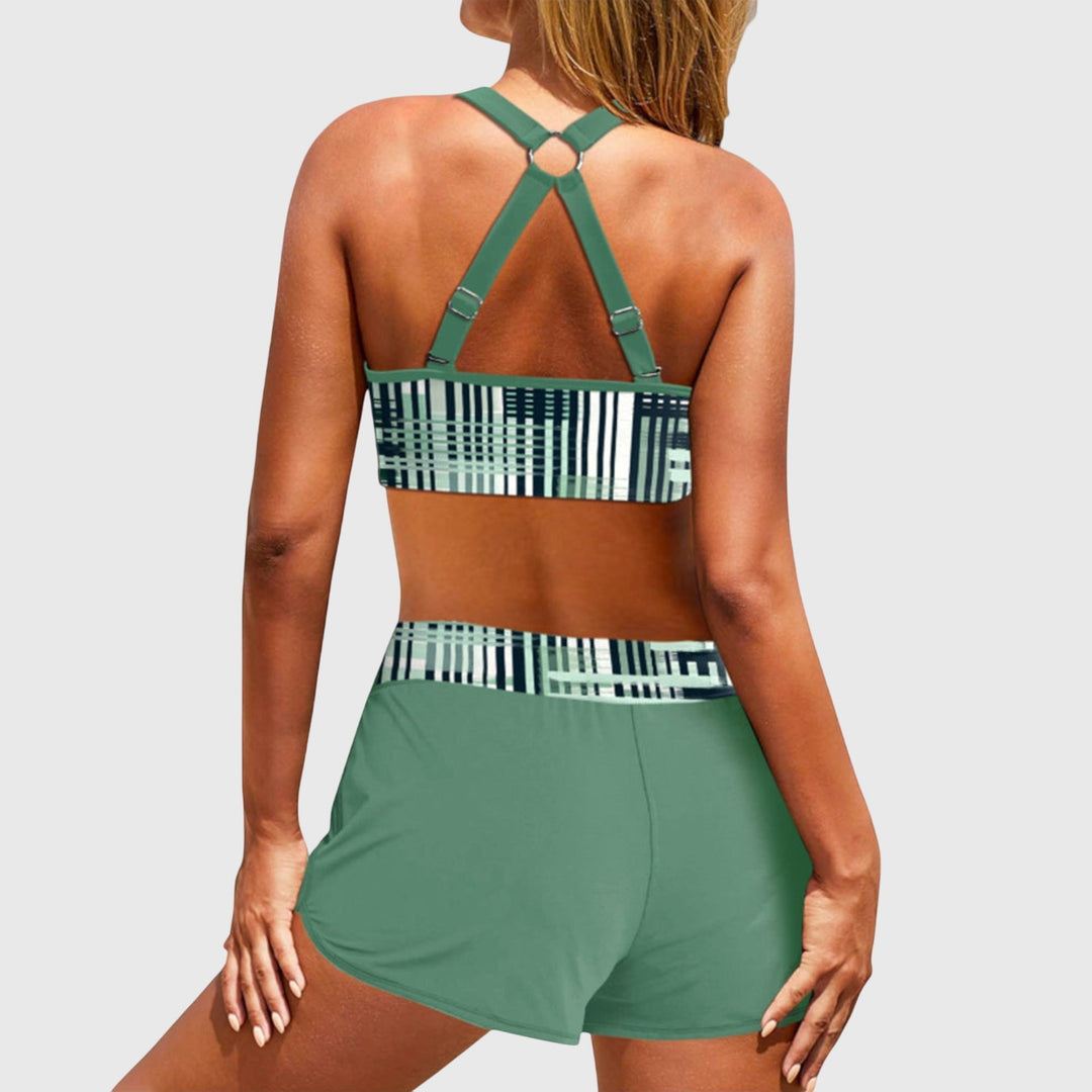 Janelle - Gerippter Hochgeschnittener Bikini