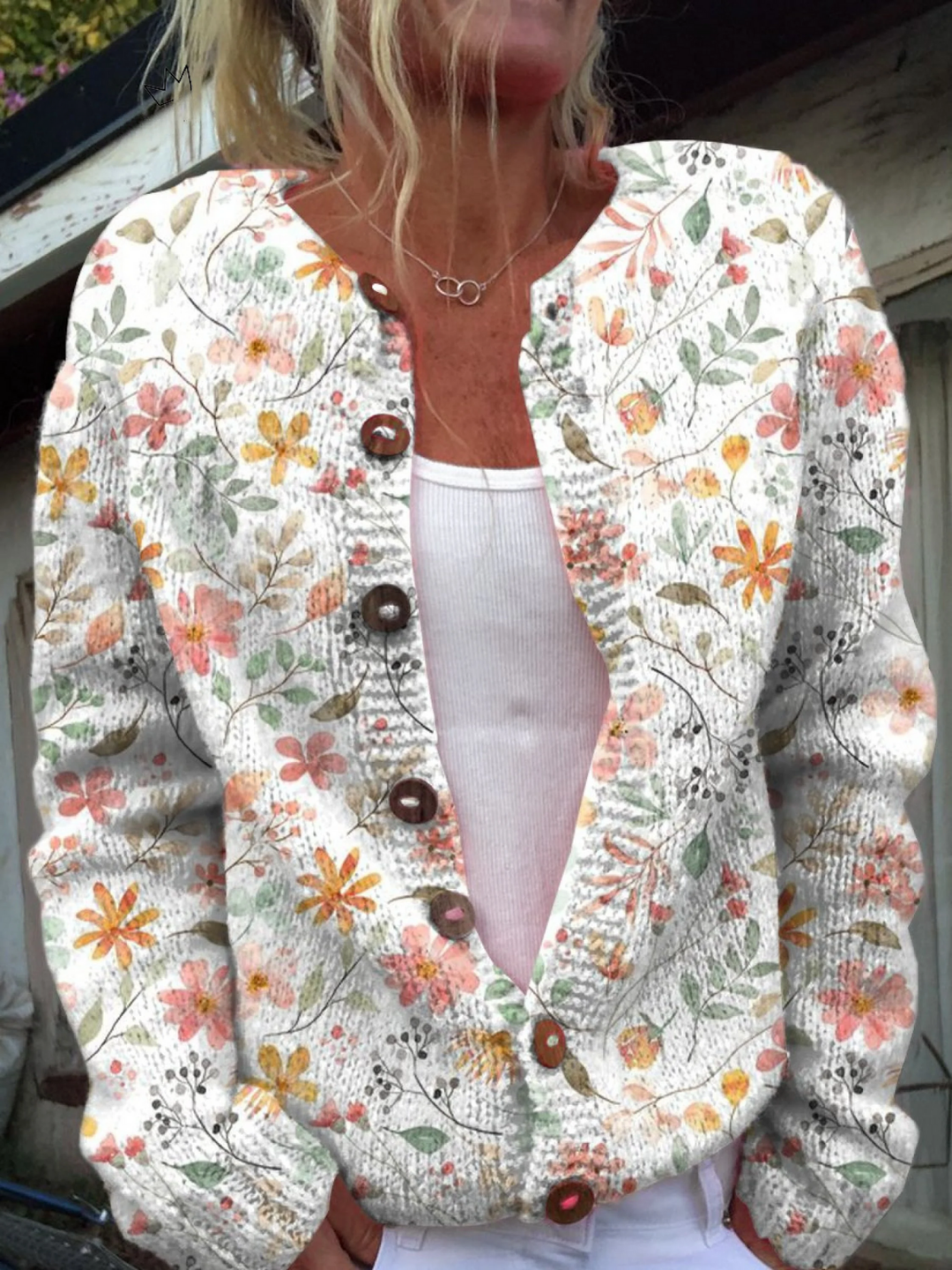 Greta™ | Vintage Floral Strickjacke