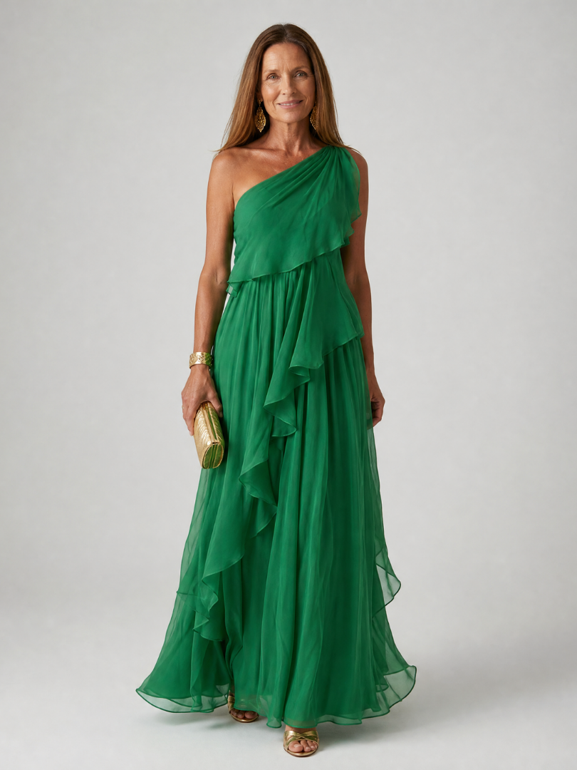Eliana™ | Chiffon Maxikleid mit einem Schulterträger