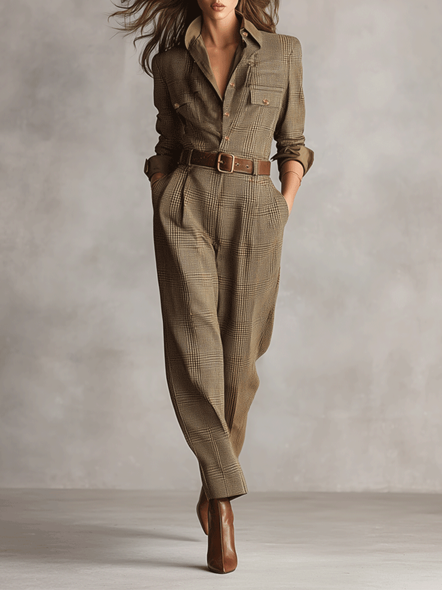 Helga | Brauner Overall mit Raffinierten Details