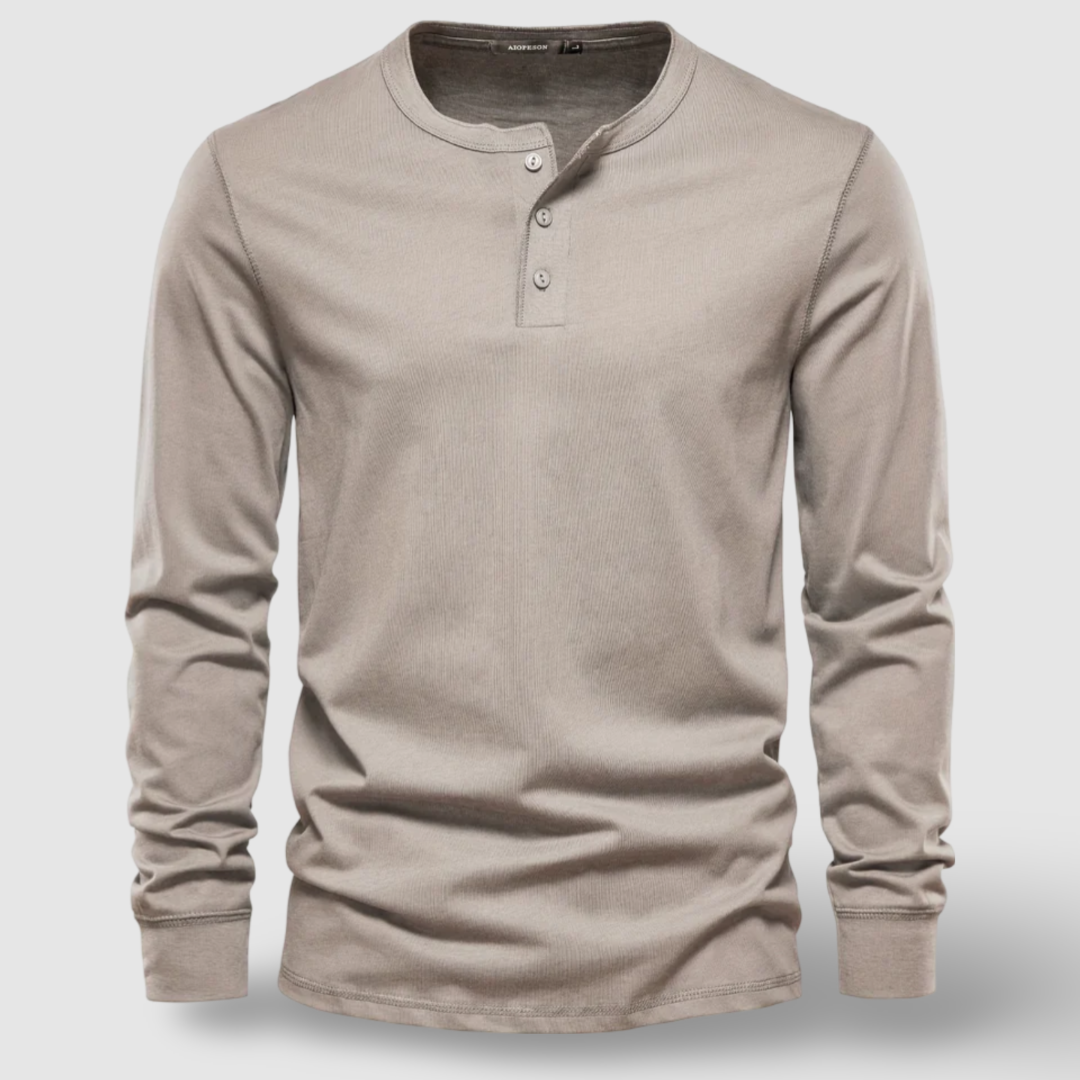 Elegante Baumwoll-Langarm-Henley