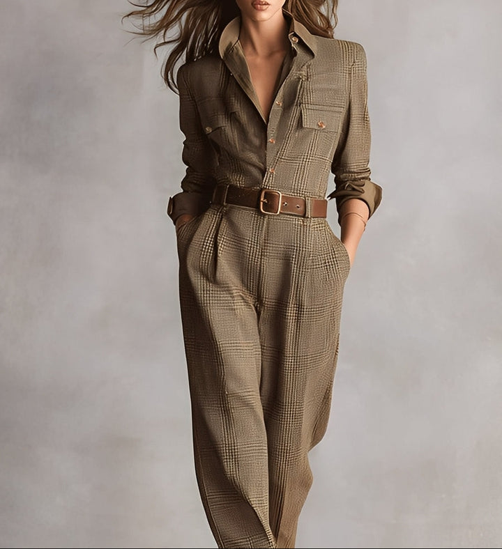 Helga | Brauner Overall mit Raffinierten Details