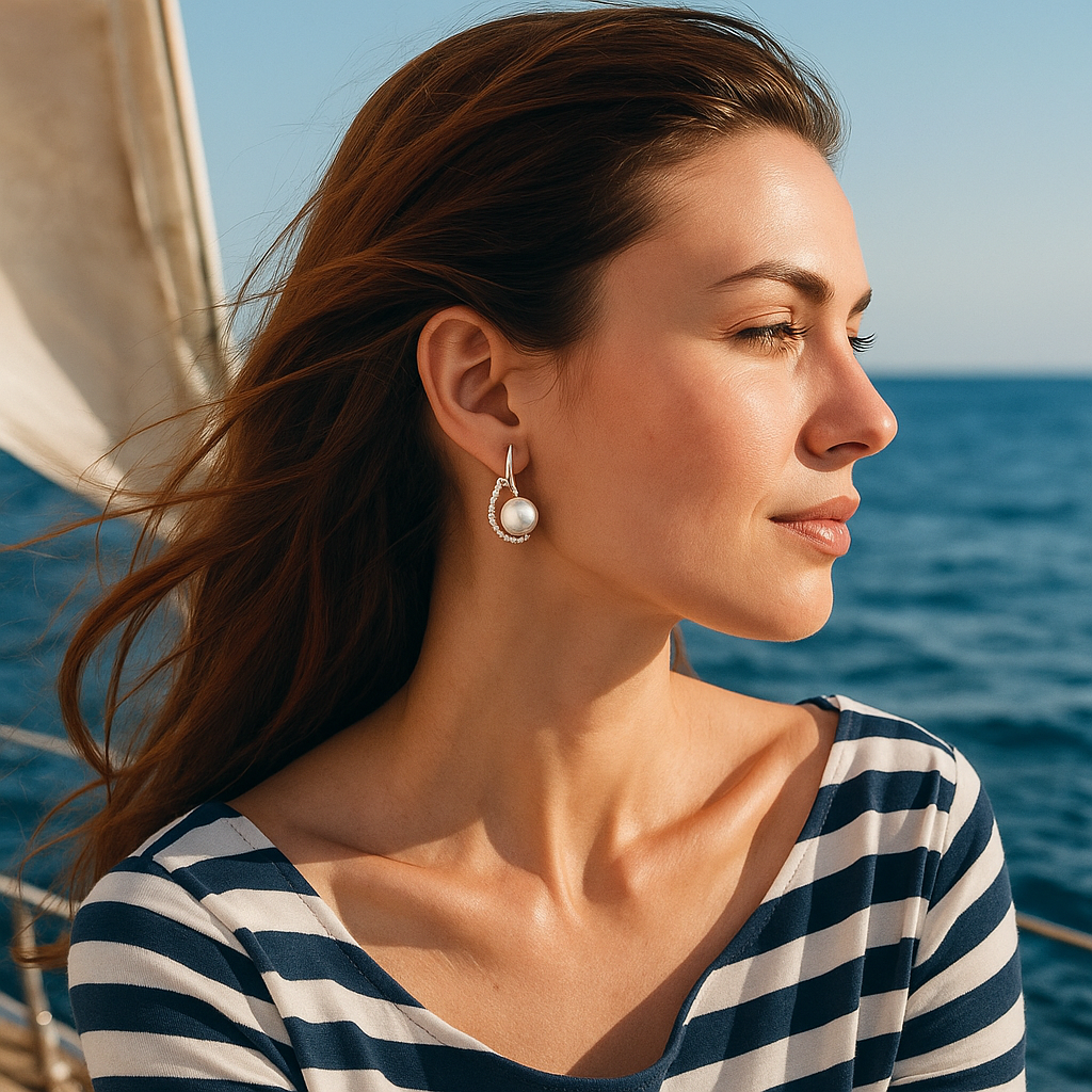 Lorelei | Knopfohrringe mit Perle