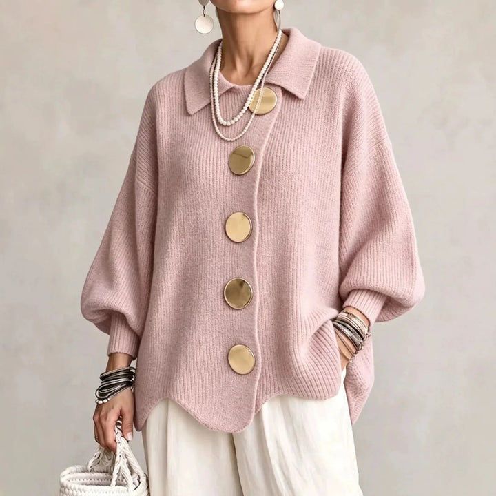 Karina - Oversized Cardigan mit Kragen und Knöpfen