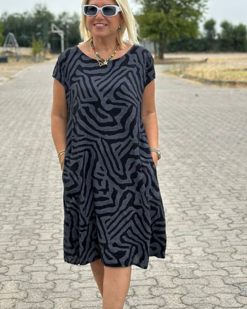 Nelia I Kleid mit Rundhalsausschnitt und Muster