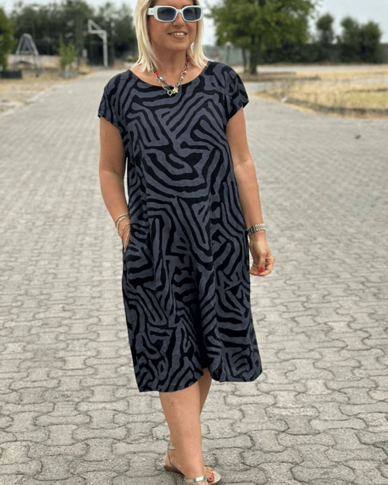Nelia I Kleid mit Rundhalsausschnitt und Muster