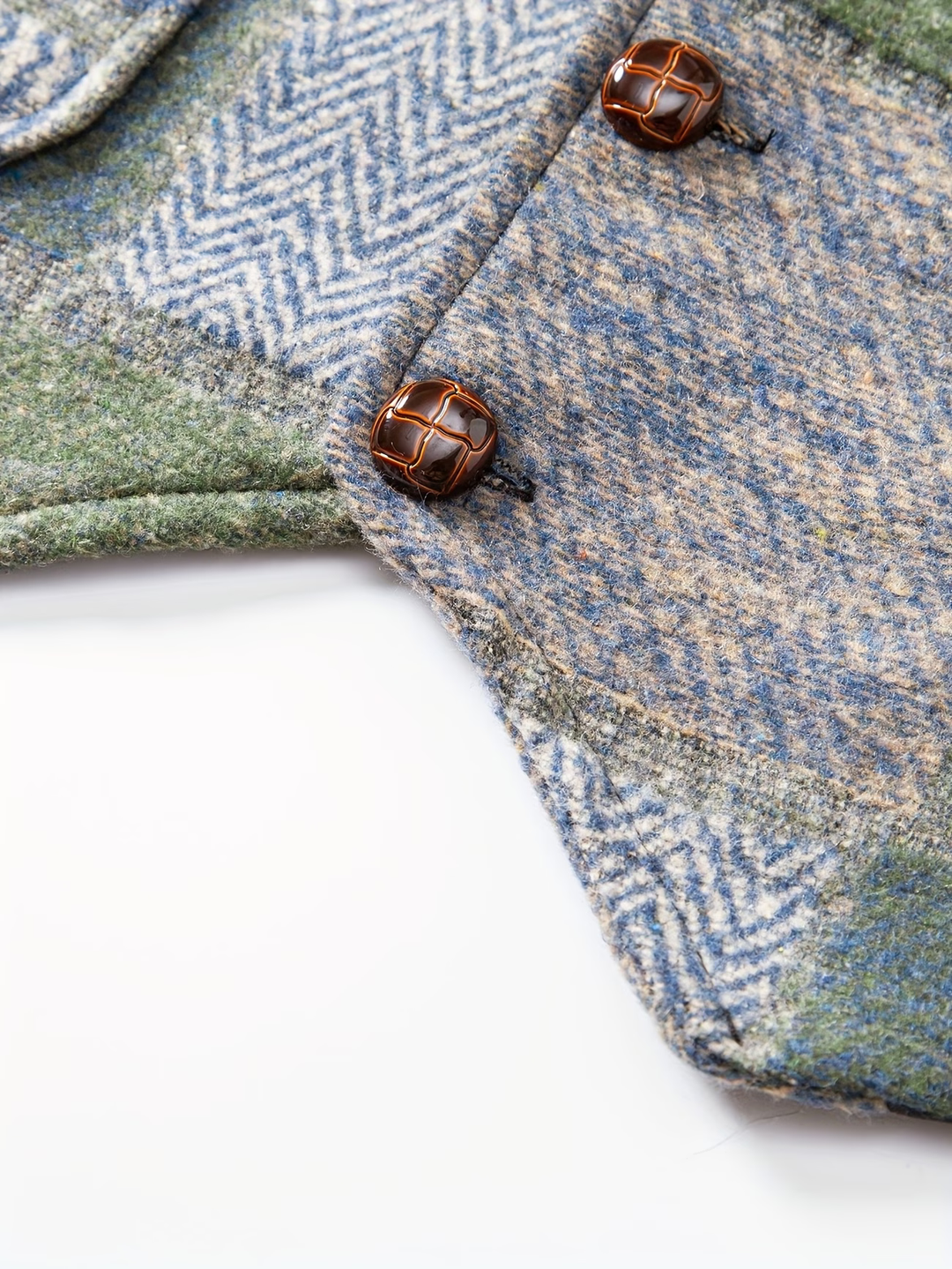 Leo | Patchwork Tweed-Weste mit Fischgrätmuster