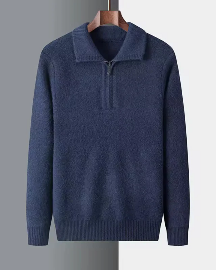 Gstaad Kaschmir Pullover mit Viertelreißverschluss