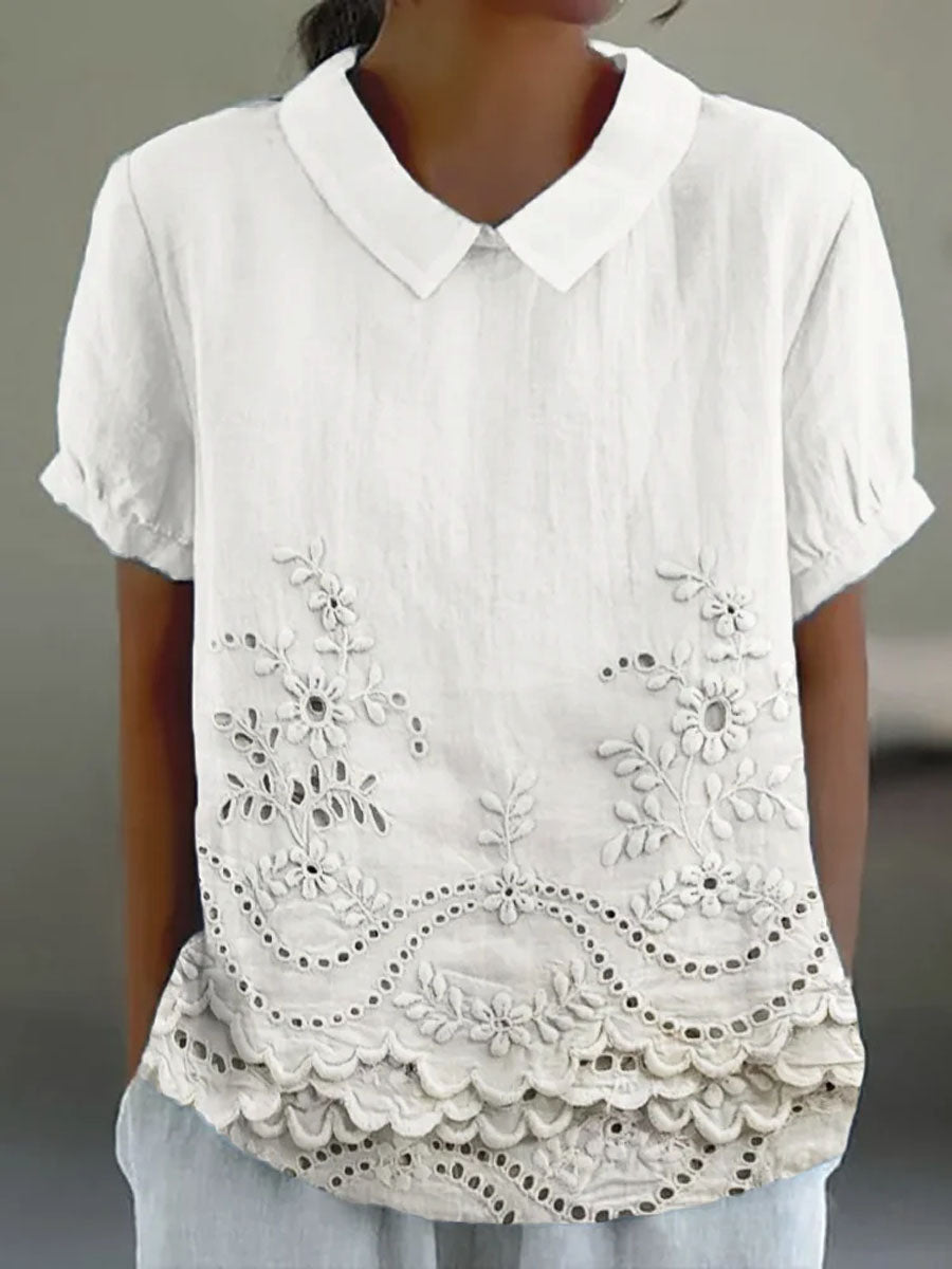 Lily | Floral Besticktes Hemd