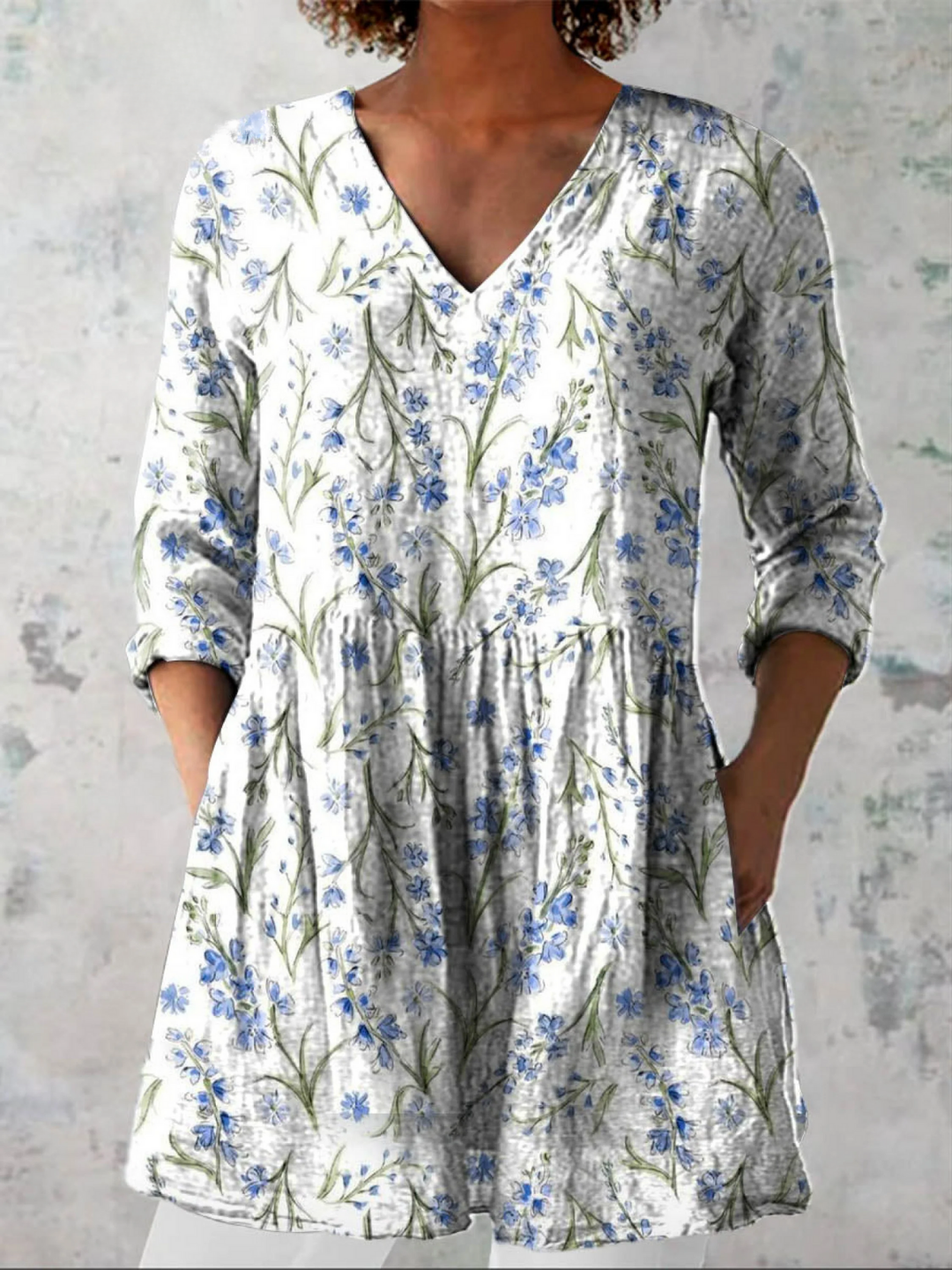 Jeanne | Lange Bluse mit V-Ausschnitt