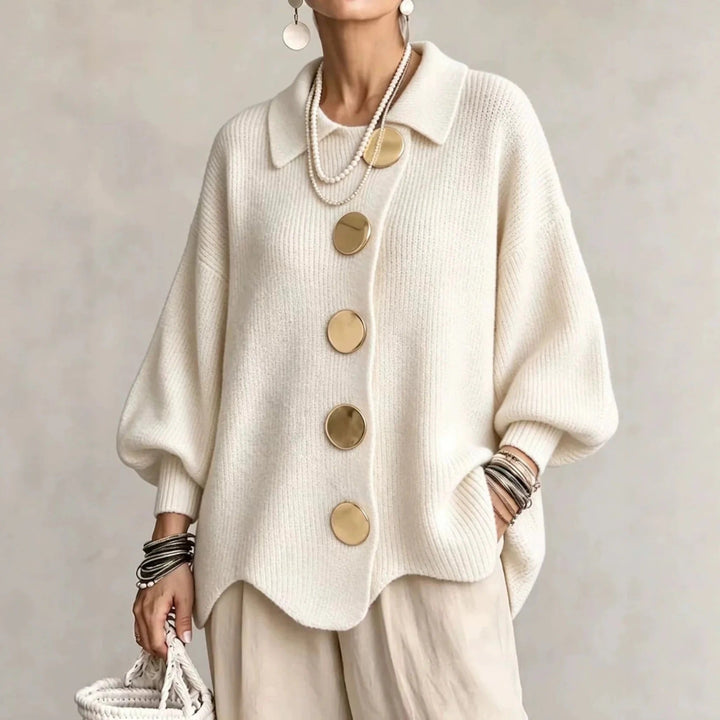 Karina - Oversized Cardigan mit Kragen und Knöpfen