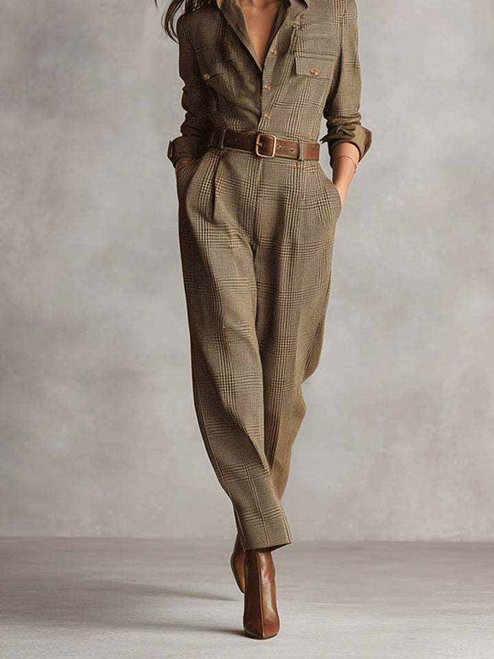 Helga | Brauner Overall mit Raffinierten Details