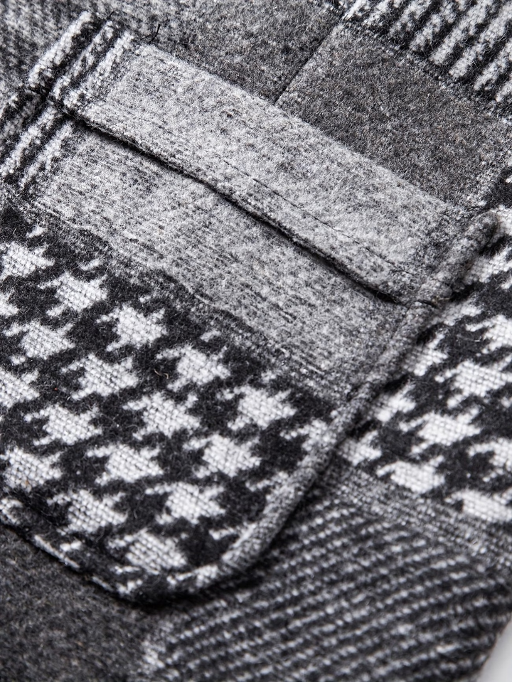 Leo | Patchwork Tweed-Weste mit Fischgrätmuster