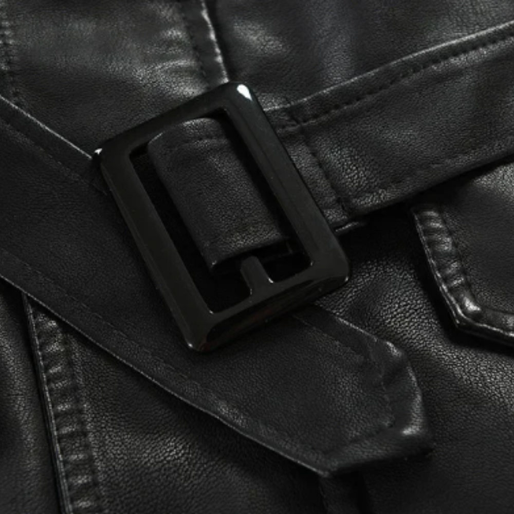 Elegante lange Bikerjacke aus Leder