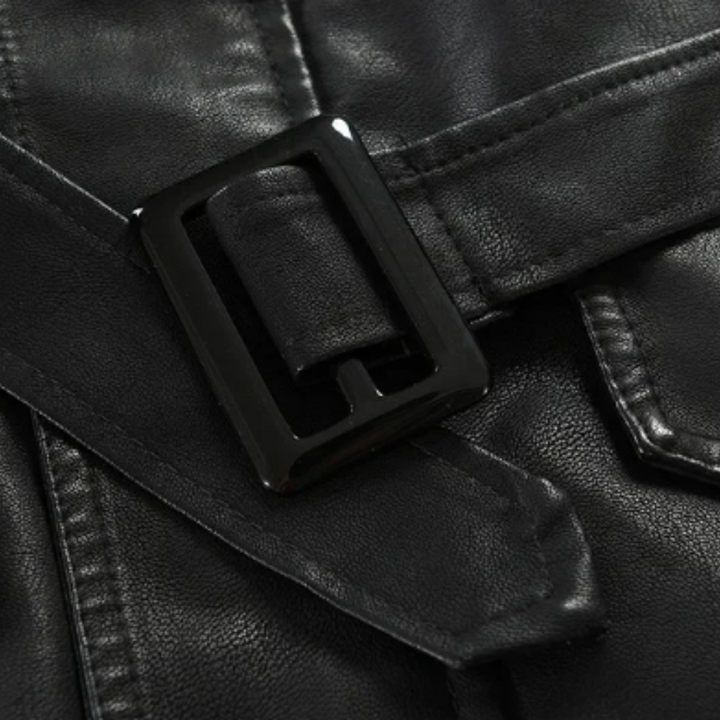 Elegante lange Bikerjacke aus Leder