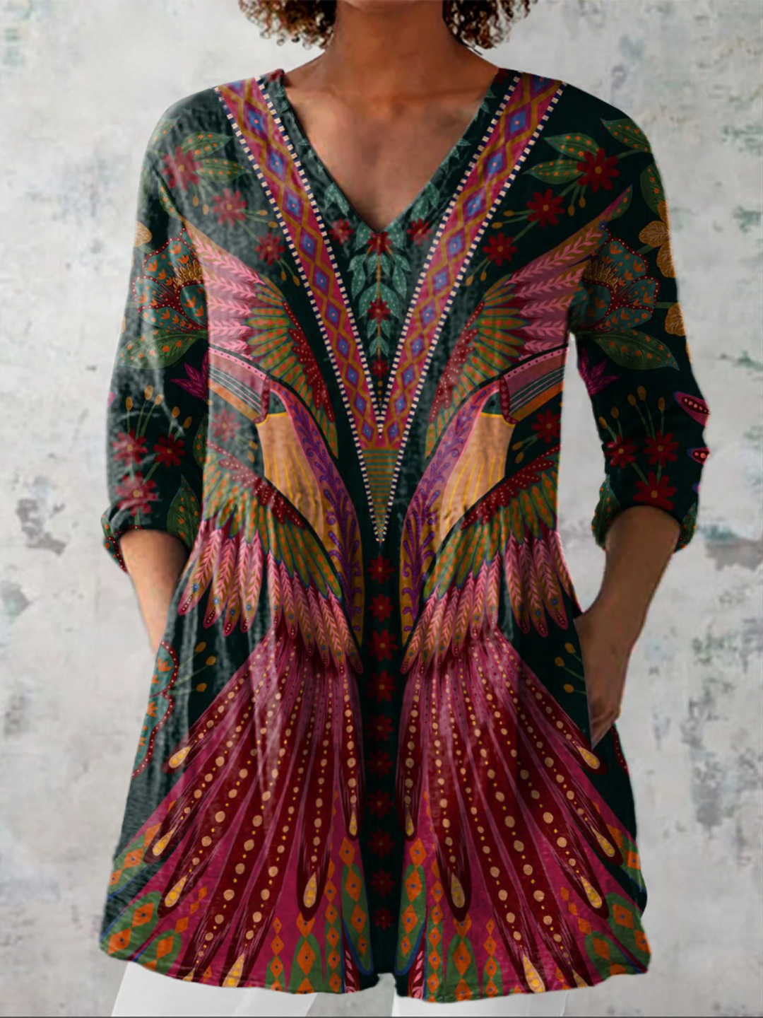 Manon | Lange Bluse mit V-Ausschnitt