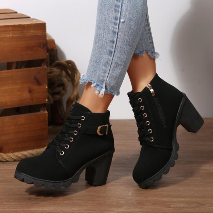 Hannah i Damen Stiefeletten mit Absatz, gewellter Profilsohle