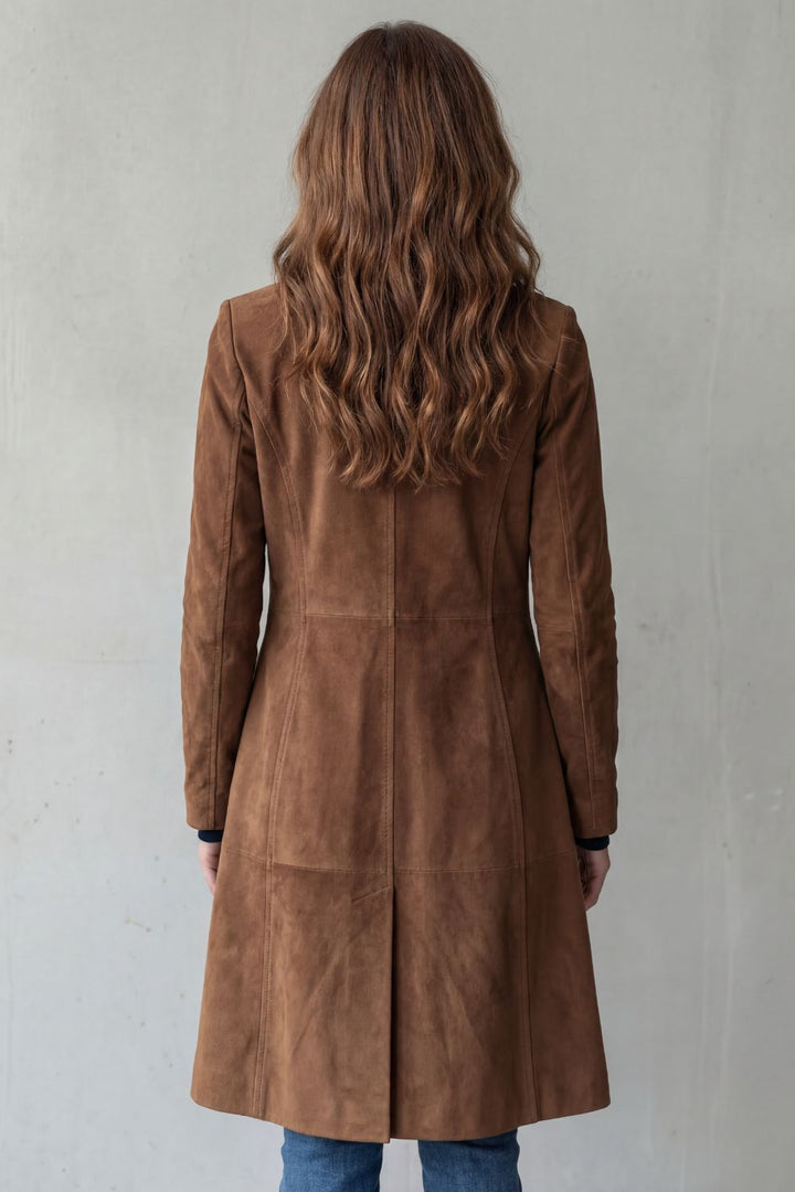 Brigitte | Vintage-Mokafinish – Langer Mantel