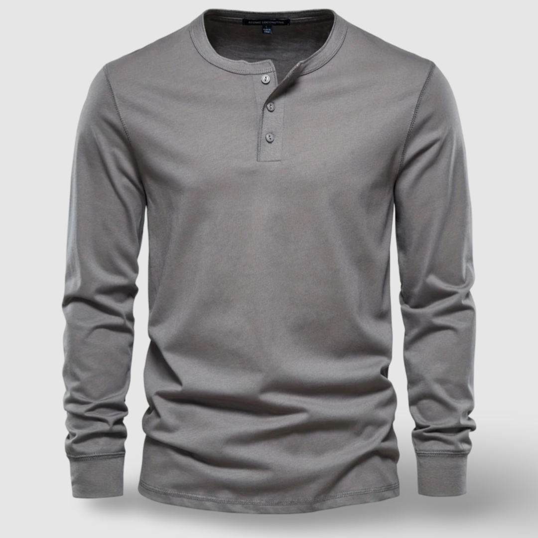 Elegante Baumwoll-Langarm-Henley