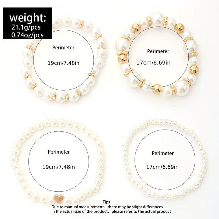 Set von Stapelbaren Perlenarmbändern in 4