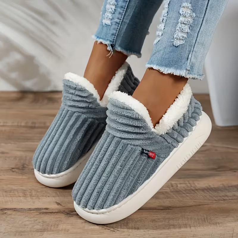 Damen Warme Pantoffeln – Weiches Sherpa-Fleece, Antirutschsohle für den Hausgebrauch