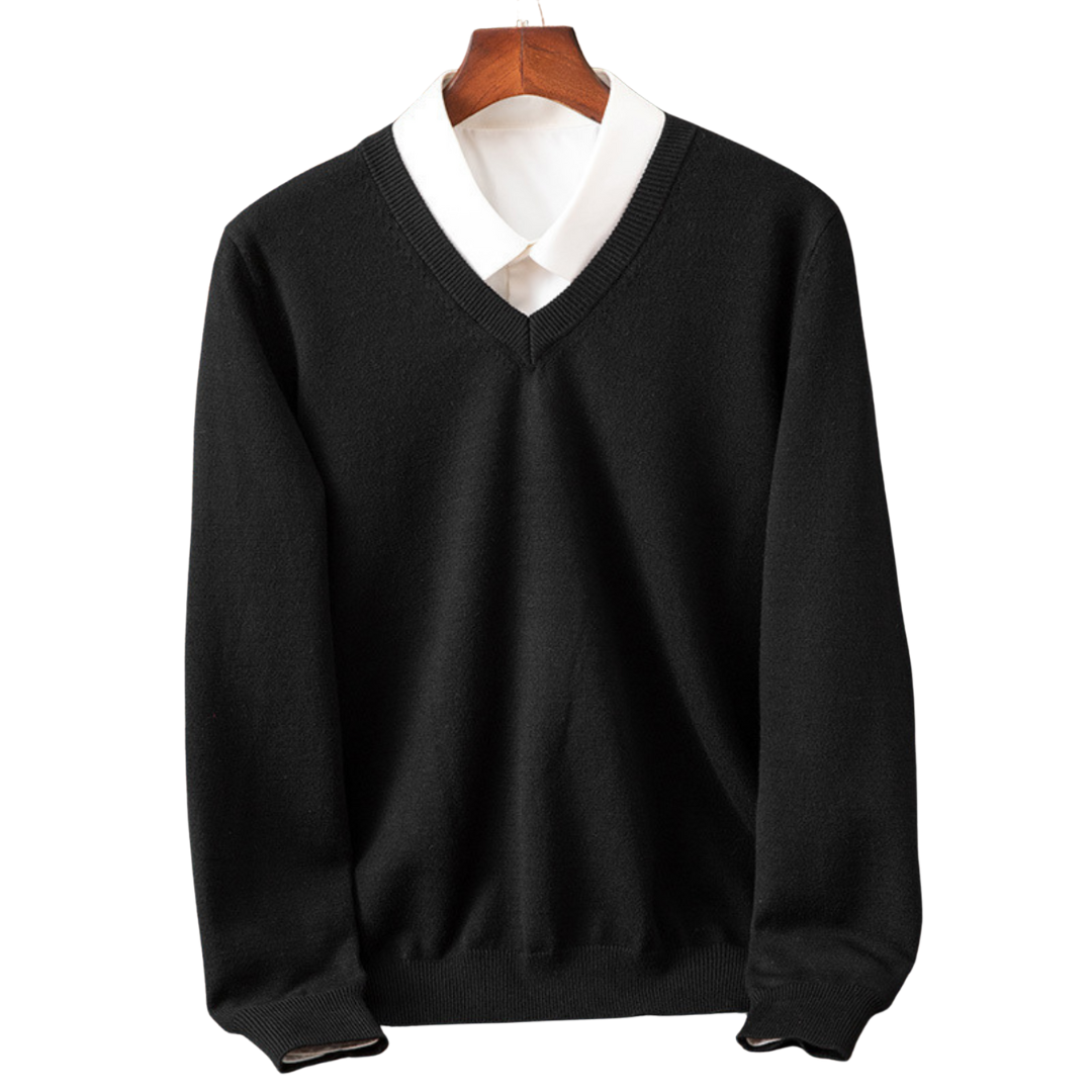 Eleganter Kaschmirpullover mit V-Ausschnitt
