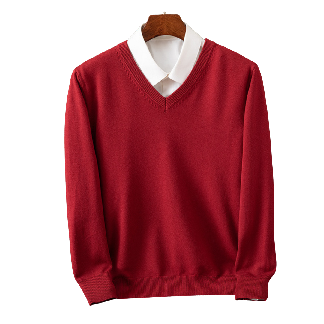 Eleganter Kaschmirpullover mit V-Ausschnitt