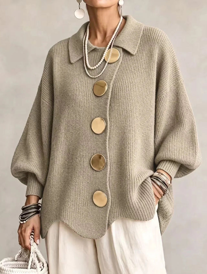 Karina - Oversized Cardigan mit Kragen und Knöpfen