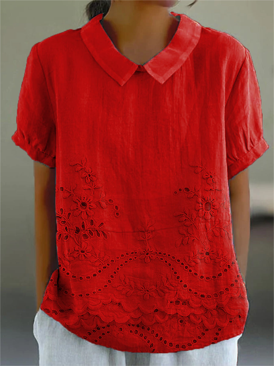 Lily | Floral Besticktes Hemd