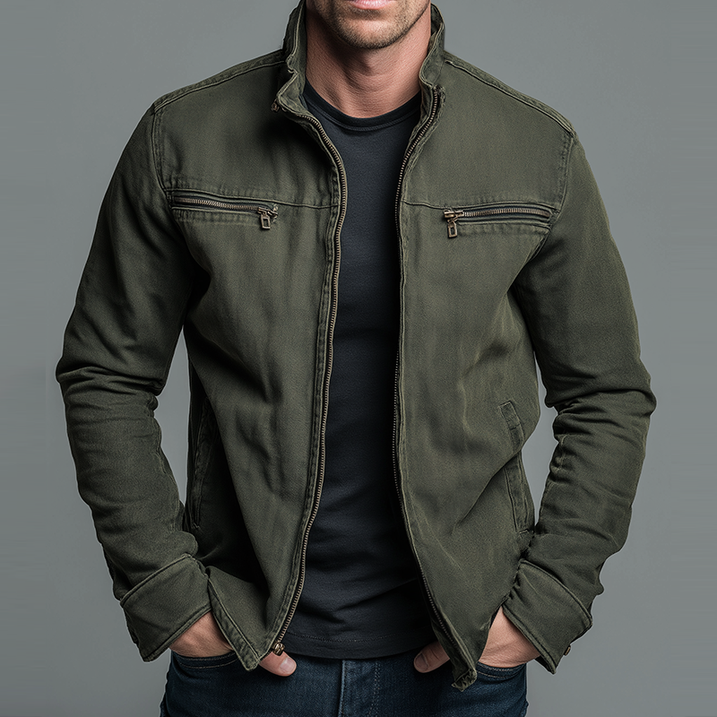 CARLOS™ | Vintage Baumwolljacke mit Reißverschluss