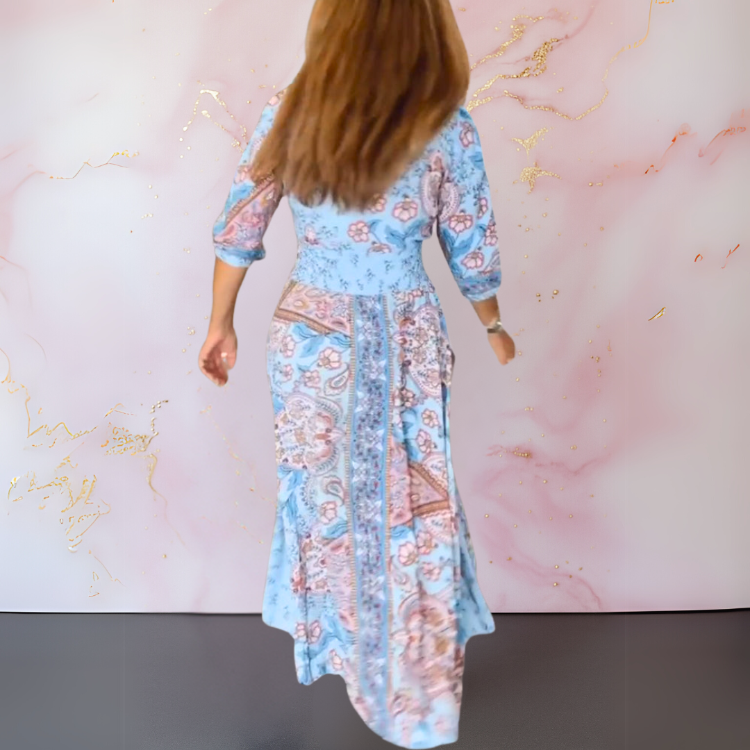 MARGA | ELEGANTES SOMMERKLEID MIT V-AUSSCHNITT