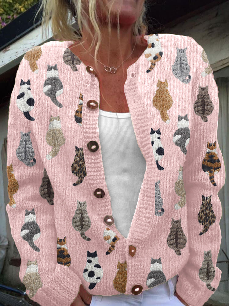 Charlotte™ | Gemütlicher Katzenprint-Cardigan