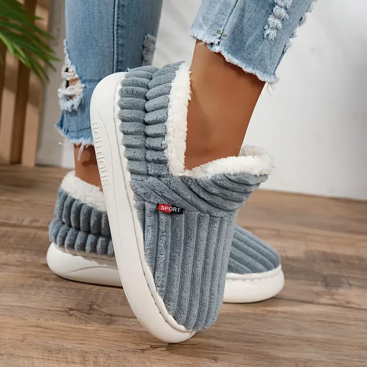 Damen Warme Pantoffeln – Weiches Sherpa-Fleece, Antirutschsohle für den Hausgebrauch