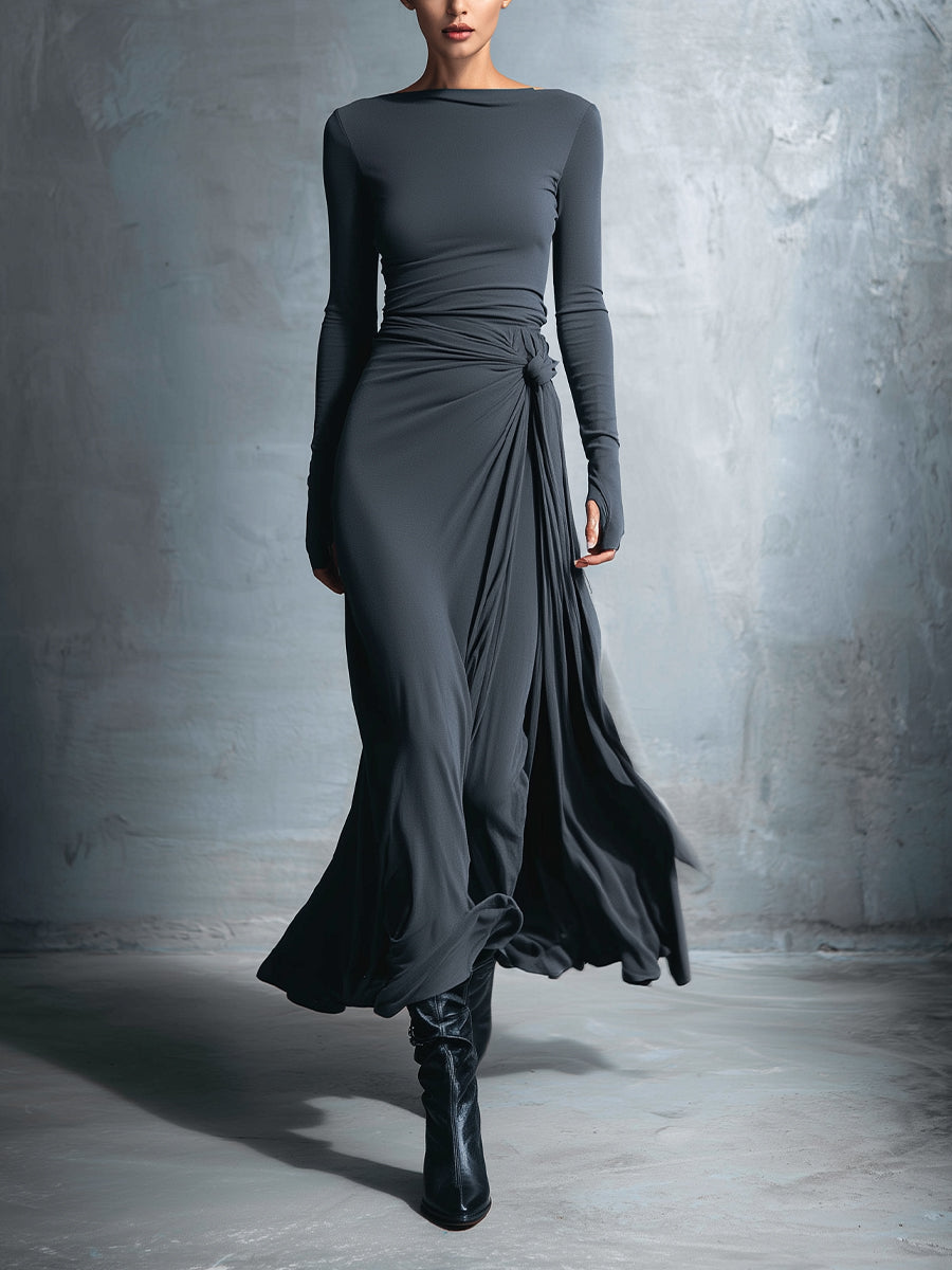 Naomie | Maxikleid mit Seidenknoten