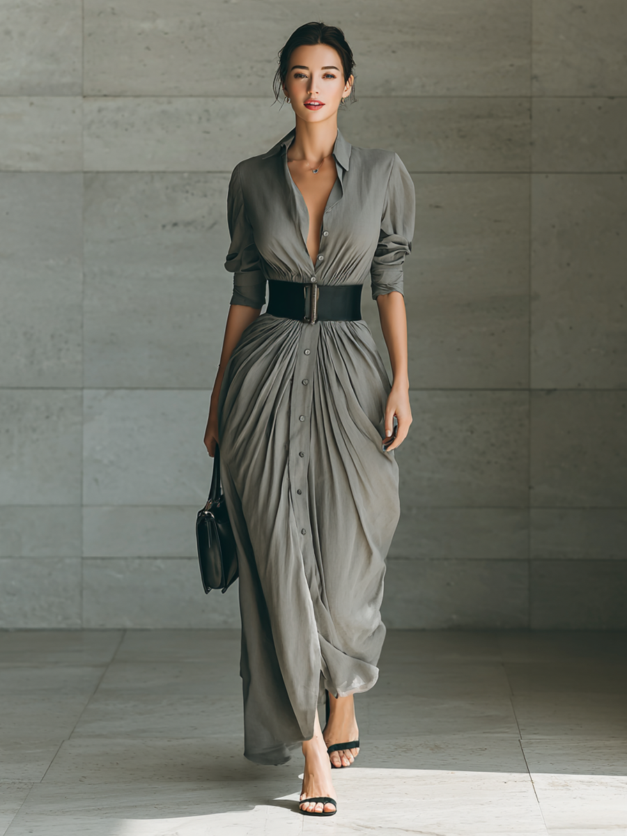 Zéphyrine | Lange Plissee-Kleid