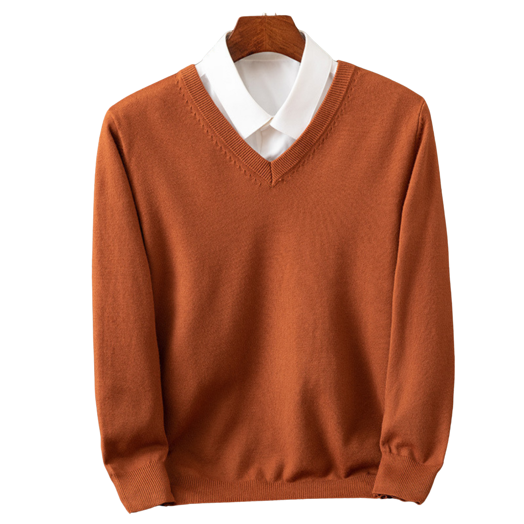 Eleganter Kaschmirpullover mit V-Ausschnitt