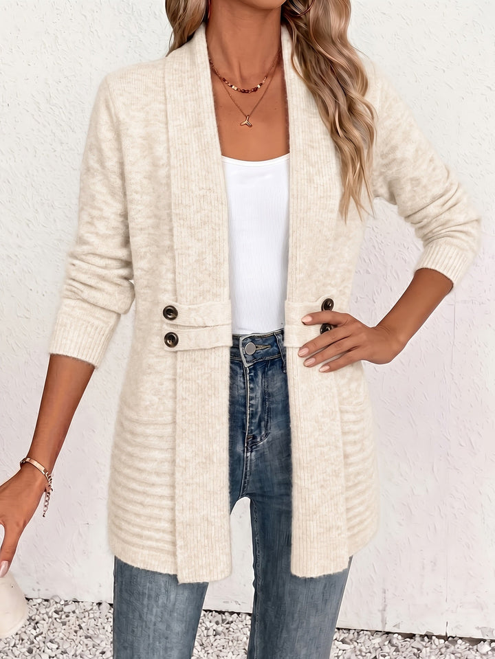 Ingrid| Eleganter Damen Cardigan - Offene Vorderseite & Eingearbeitete Taille