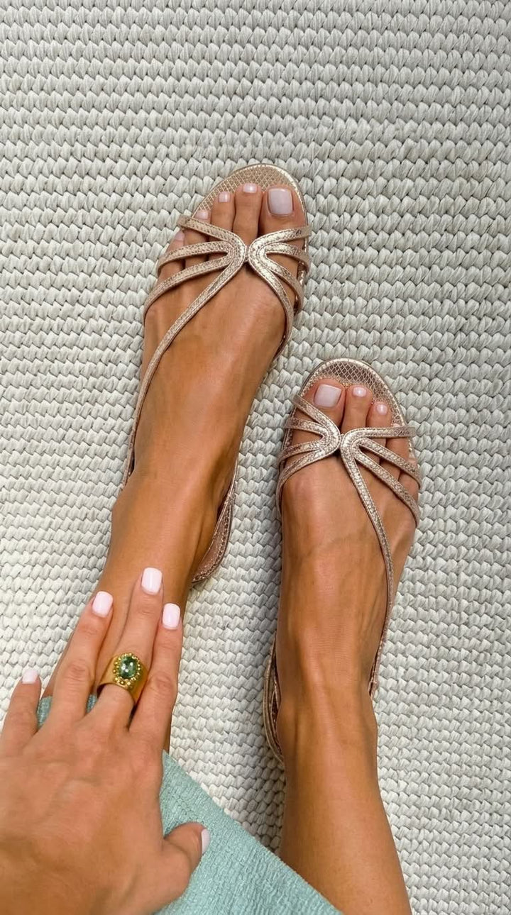 Camille™ | Goldene Sandalen, Elegante Sommerlichkeit