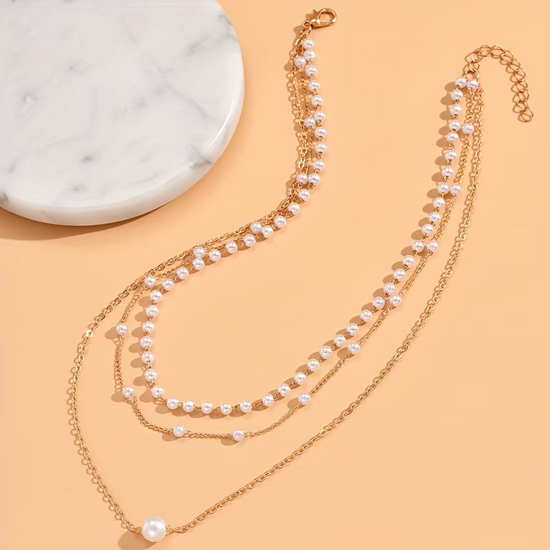 Das Trinity Pearl Layer Halsketten-Set