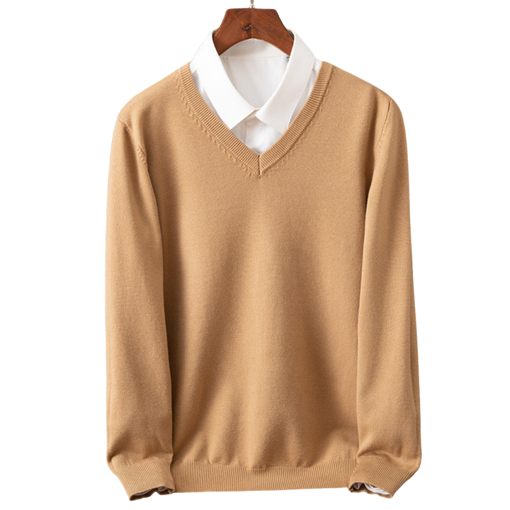 Eleganter Kaschmirpullover mit V-Ausschnitt