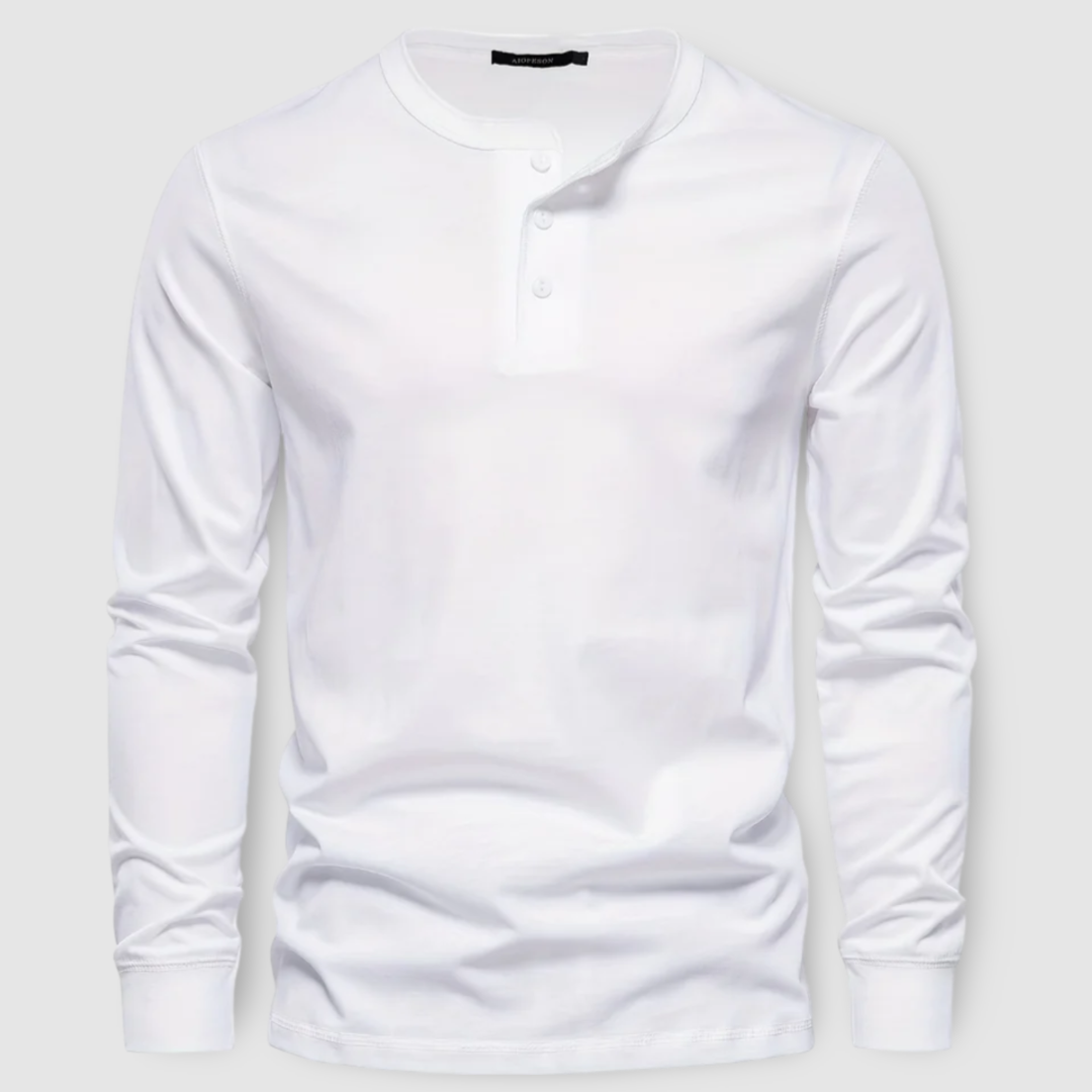 Elegante Baumwoll-Langarm-Henley