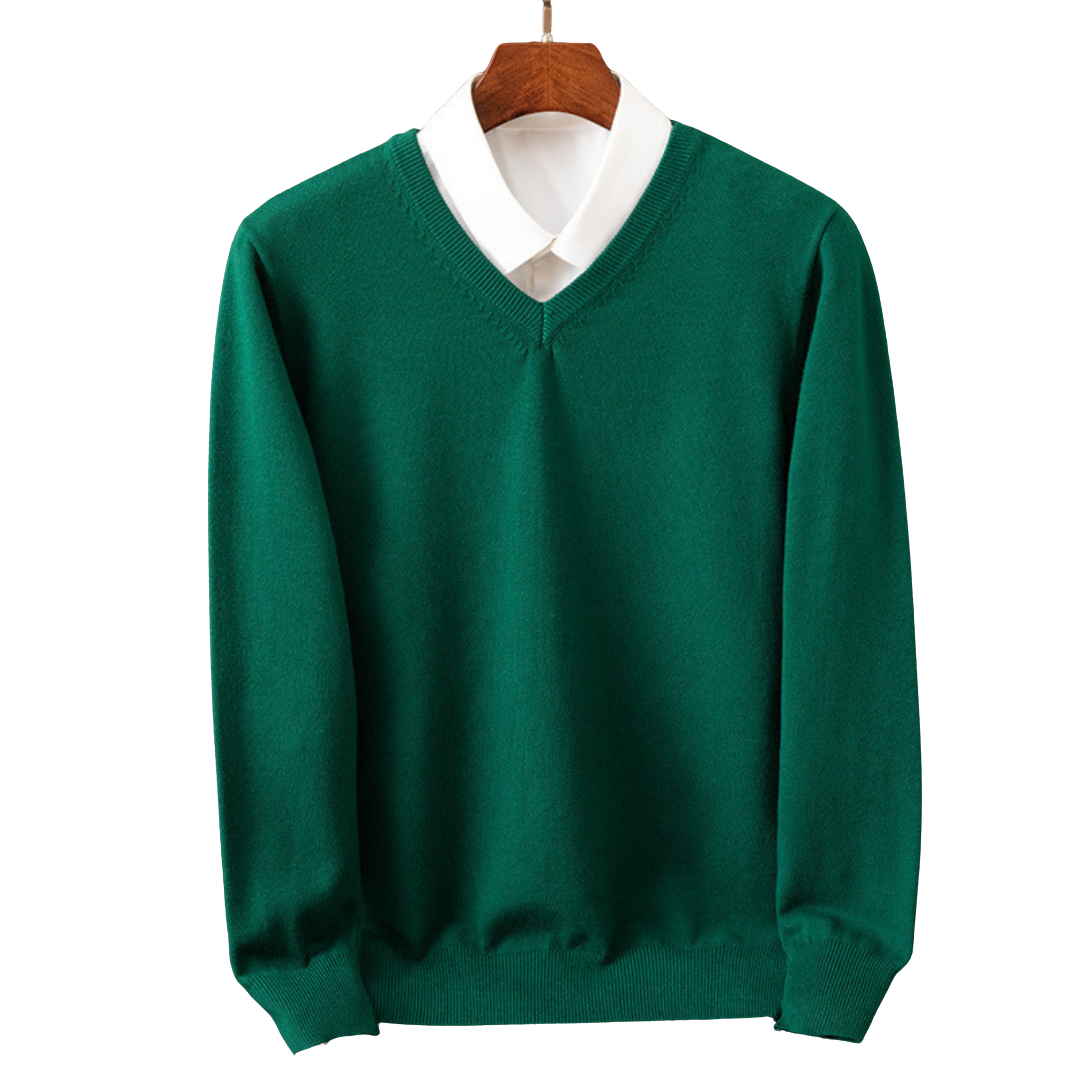Eleganter Kaschmirpullover mit V-Ausschnitt