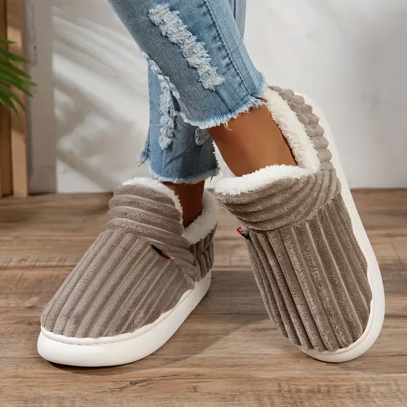 Damen Warme Pantoffeln – Weiches Sherpa-Fleece, Antirutschsohle für den Hausgebrauch
